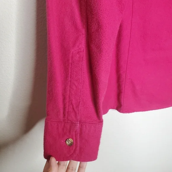 L.L. Bean Fuschia Pink Fleece Flannel Button Down Long Sleeve Shirt - Picture 8 of 10